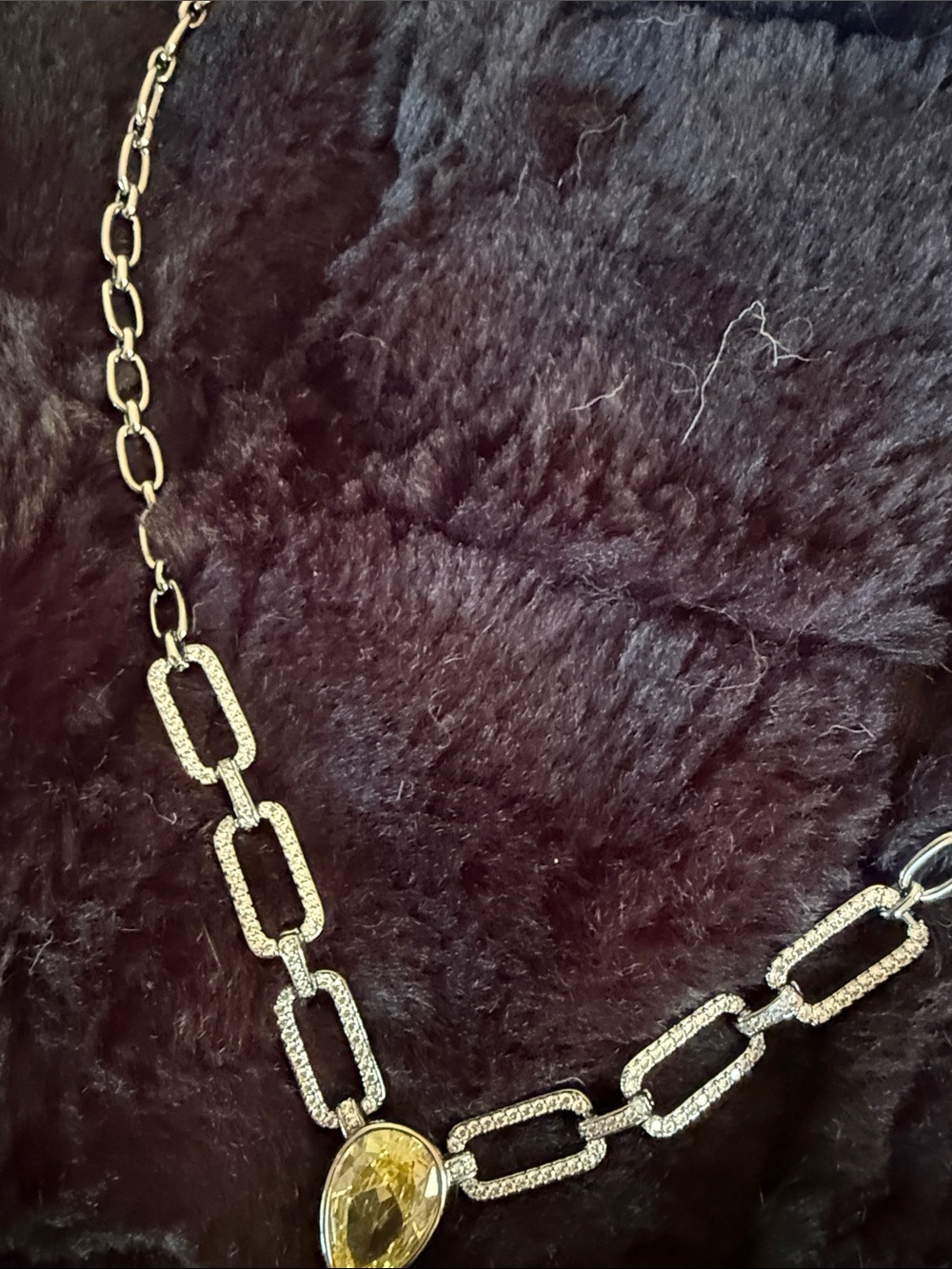 Yellow Teardrop Pendant Silver toned Chain Necklace - Women Jewelry NWOT - Picture 5 of 5